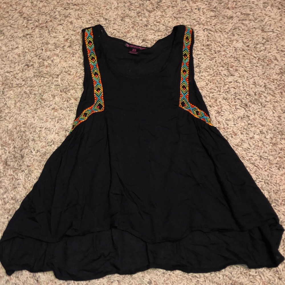 Black HiLo Tank with Orange, Blue Green stitching
